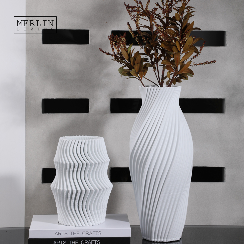 Best Merlin Living 3D Printed Dense Deep Groove Line Ceramic Vase