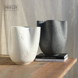Art Stone Cave Stone Black White Ceramic Flower Vase (8)