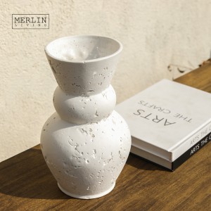 ArtStone Cave Stone Minimalist Table White Ceramic Vase (4)