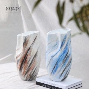 Hand Painting Ocean Style Tall Ceramic Flower Vase (3)