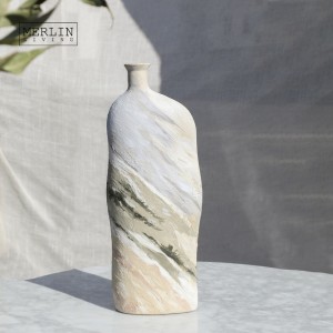 Hand Painting Sunset Ocean Abstract Ceramic Flower Vase (7)