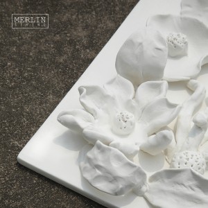 Handmade White Ceramic Flower Wall Decoration Painting (3)