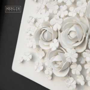 Handmade White Flower Ceramic Stereoscopic Wall Painting (4)